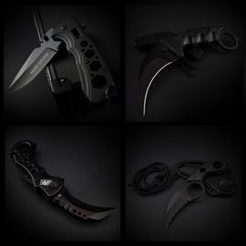 3 - pc. Tactical, Hunting, and Karambit Knife Set Collection - Pink Clouds