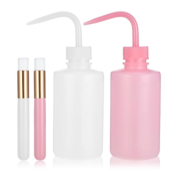 Prasacco 4 Pcs Lash Cleaning Kit Lash Shampoo Brush Eyelash Cleaning Brush Tatoo Wash Bottle Facial Cleaning Brush Plastic Lash Wash Bottle for Eyelash Extension Supplies