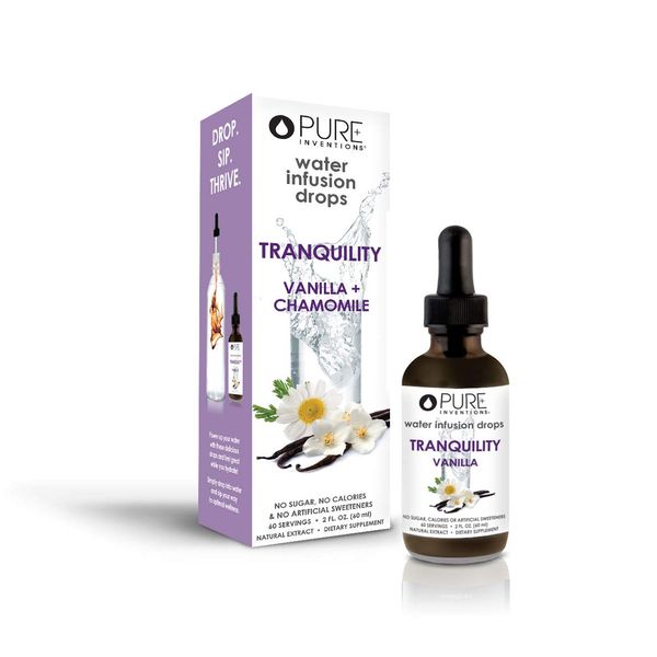 Pure Inventions Tranquility Vanilla - Vanilla and Chamomile Flavored - Water Infusion Drops - No Sugar, Calories, or Artificial Sweeteners - 60 Servings - 2oz