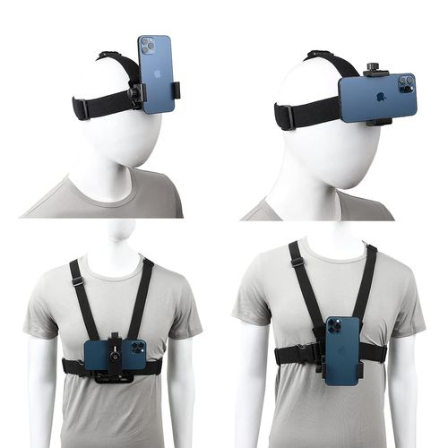 PellKing Mobile Phone Chest Strap Harness Mount Head Strap Holder Kit for POV/VLOG,Cell Phone Clip Compatible with iPhone,Samsung,GoPro Hero 9, 8,7, 6, 5, 4, 3,2, 1,AKASO,DJI Osmo,and Action Cameras…