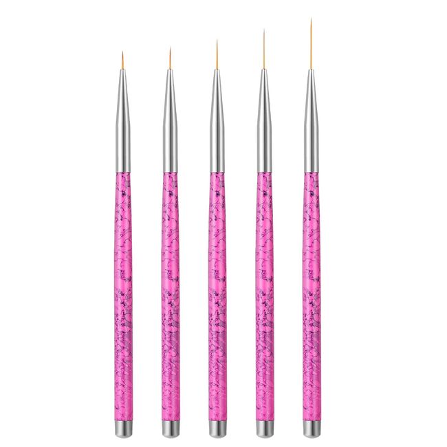 Sibba 5 Stück Eyeliner Pinsel Dünne Feine Spitze Mikropinsel Make up Applikator Lidschatten Werkzeug Kunststoffstäbe Nail Art Malerei Stift Rosa