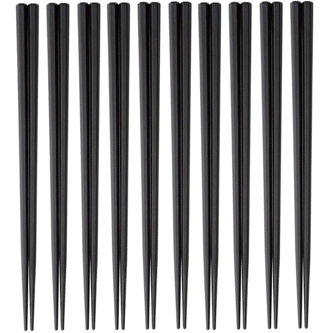 Nagao Chopsticks 9.1 inches (23 cm), Set of 10, Black, Dishwasher Safe, SPS Resin, Commercial Use, Made in Japan