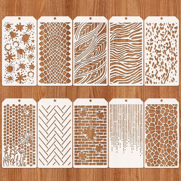 OOTSR 10 Stück Schablonen Wandgestaltung Set, 24x12cm Zeichnung Malschablonen DIY Schablonen der Geometrische, Kunststoff Vorlagen für Scrapbooking Holz Möbel Leinwand Deko