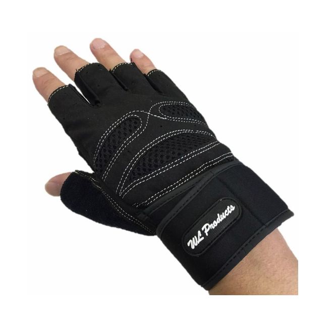 Training Gloves, Muscle Training Gloves, Wrist Wraps, Gym, Pull Ups, Wrist Protection, Weightlifting (Black, L)