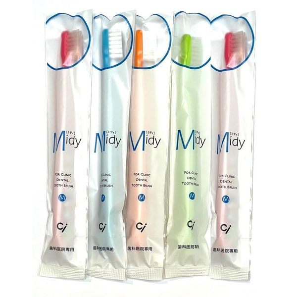 Ci Mini Toothbrush Midi Print x 5 Pieces (Color Pattern Available) Dental Exclusive (M (Normal))