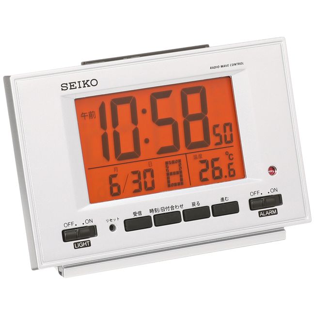 Seiko SQ780S SEIKO Clock Alarm Clock Radio Digital Automatic Light Calendar Temperature Display Silver Metallic