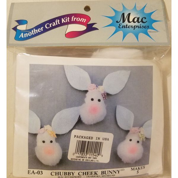 Chubby Cheeky Easter Bunny Kid's Craft Kit w/ Pom Poms & Felt Mac Enterprises