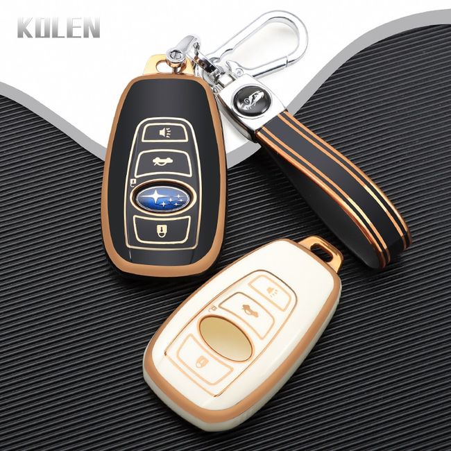 Compatible with Subaru Key Fob Cover with Leather Keychain Soft TPU 360  Degree Protection Key Case for Forester CrossTrek Outback WRX Ascent BRZ