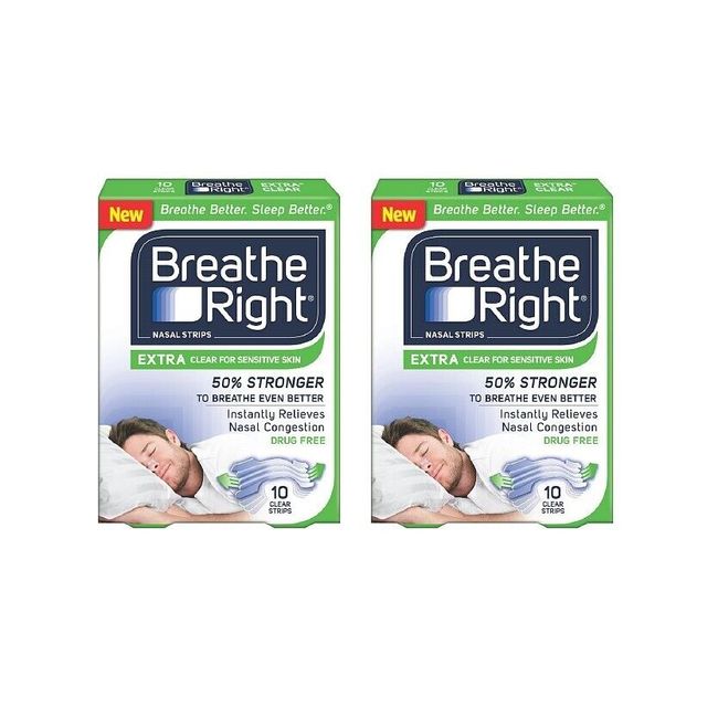 2 PACK :: Breathe Right :: Extra :: Clear :: 10 ct