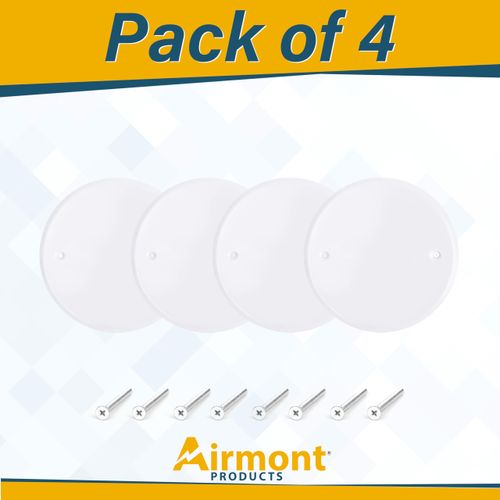 (4 Pack) 5 Inch White Metal Ceiling Blank-Up Cover, Used to Cover 3-1/2 or 4 Inch Round/Octagon Box Openings in Ceilings or Walls, Holes are Spaced 3.5 Inches Apart, Mounting Screws Included