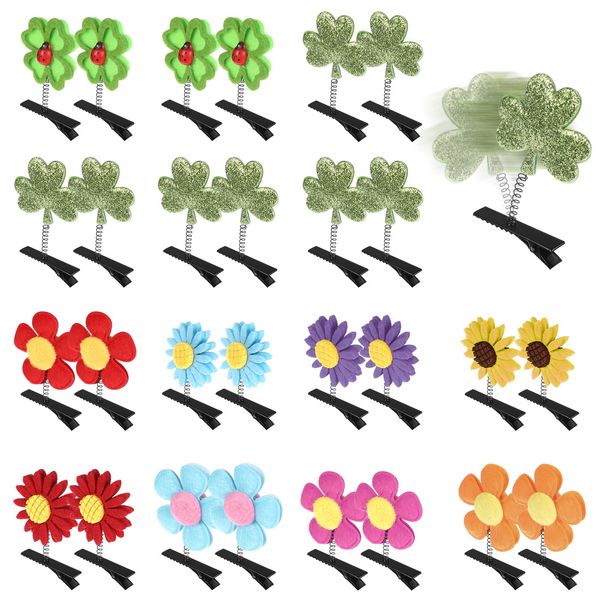 Luinabio 30 Pcs Bean Sprout Hair Clips Mixed Style Plant Hairpins Flower Plant Hair Clip Little Grass Barrette Butterfly Headwear Hair Accessories for Women Girl School Home Party Christmas (Adorable)