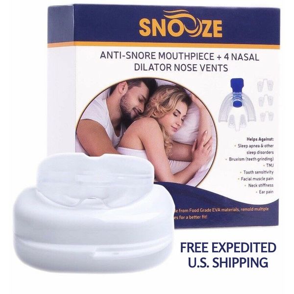 ANTI-SNORING Mouth Guard Bruxism +8 Anti-snore Nasal Dilator Travel CASE SET