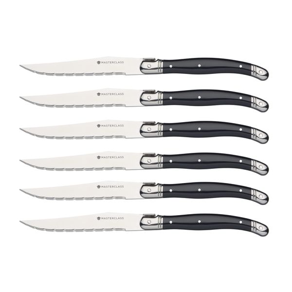 MasterClass Steak Knive Set of 6, Stainless Steel, 1.2 x 1.6 x 23 cm ( 0.5 x 0.6 x 9"), Silver