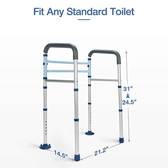 OasisSpace Stand Alone Toilet Safety Rail - Heavy Duty Medical Toilet  Safety Frame for Elderly, Handicap and Disabled - Adjustable Bathroom  Toilet