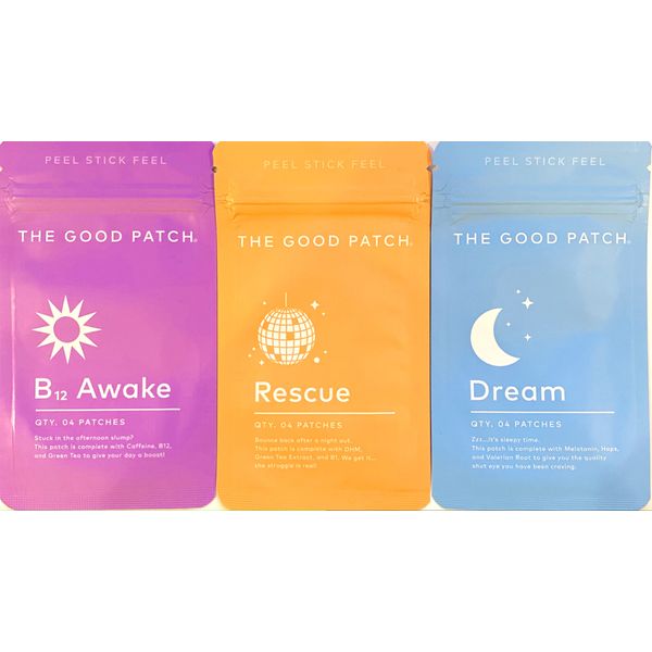 The Good Patch 12 Wearable Patches, RESCUE  B12 AWAKE, DREAM, Peel Stick Beauty