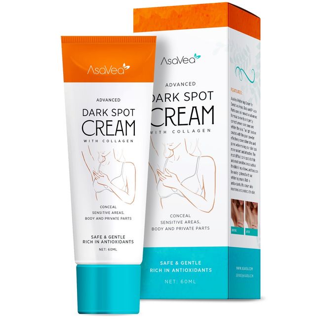 AsaVea Natural Dark Spot Whitening Cream for Underarm, Intimate Parts, Between Legs, Crotch & Nipple Dark