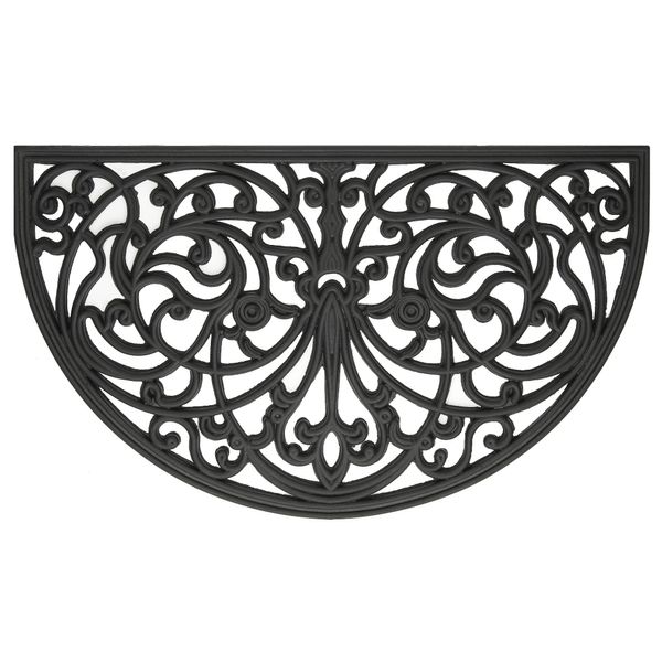 Wrought Iron Rubber Door Mat, Ironworks - 18 Inch Width, 30 Inch Length - Durable, Easy to Clean & Decorative Outdoor Welcome Mats - Heavy Duty for All Weather - Doormat Traps Dirt, Debris, & Mud