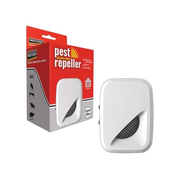 Pest Stop Indoor Pest Repeller - Small House - Ultrasonic Waves Target Rodents or Insect Pests - Targets Rats, Mice, Spiders, Cockroaches and Ants - Covers 2,500q. ft. Area