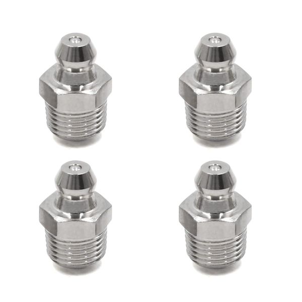 sourcing map 4pcs 1/8" Thread Stainless Steel Straight Grease Nipple Fitting