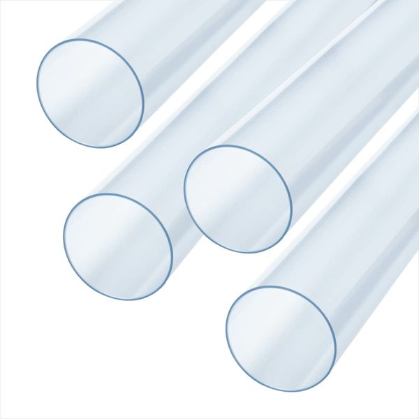 POWERTEC 70176-P4 Clear PVC Pipe 2-1/2" x 36" Long, 4PK, Rigid Plastic Tubing for Dust Collection Hose & Fittings