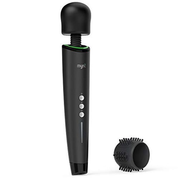 Mynt Cordless Handheld Massager, Powerful Portable Wand Massager with 2h Battery, Custom Settings and 2X Textured Massage Heads