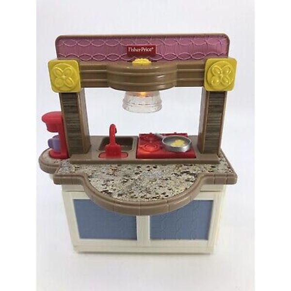 Fisher Price Loving Family Dollhouse Kitchen Island Light + Sound Works