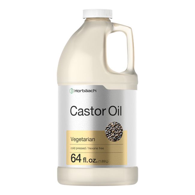 Castor Oil 64 oz Cold Pressed | 100% Pure Hexane Free | Vegetarian | by Horbaach