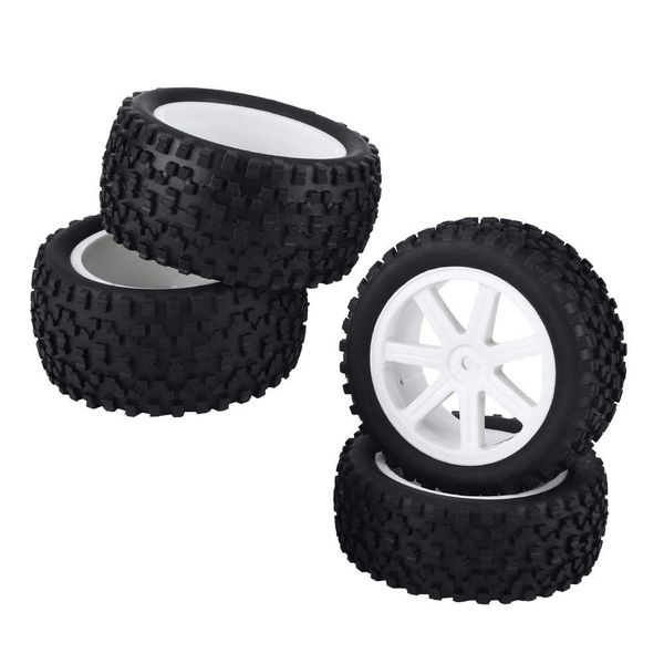 RC Car Rubber Tire, 4pcs RC Truck Rubber Tire nylon Wheel Accessory Parts for 1/10 ZD Racing Buggy Crawler Car(White)