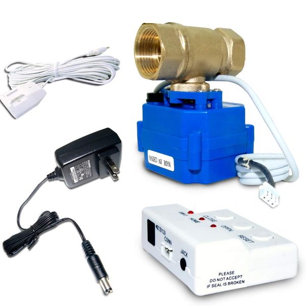 E-SDS Water Leak Detector with Shutoff Valve,Sensors and Sounds Alarm,Automatic Water Leak Shut Off Valve System,for Pipes 3/4 NPT,Flood Prevention for Laundry,Water Heaters and More