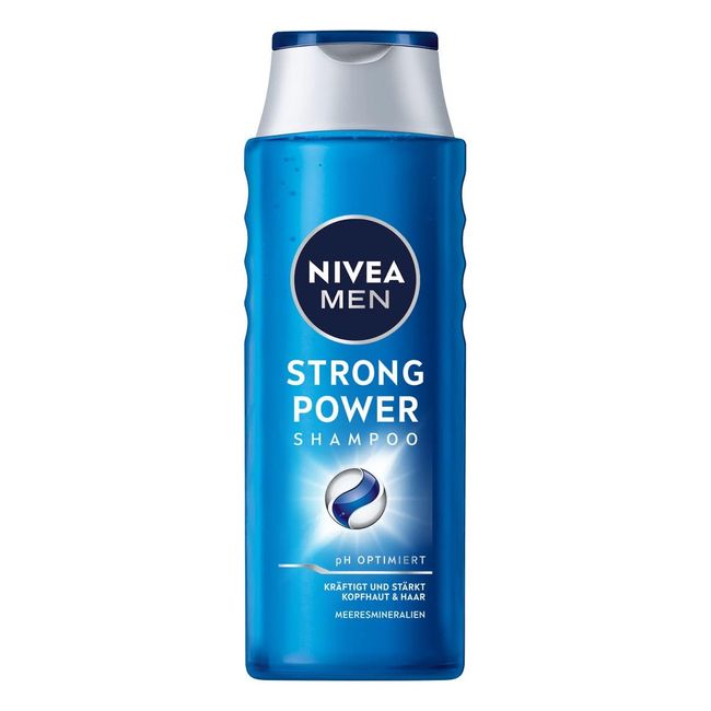 NIVEA MEN Strong Power Shampoo, kräftigendes Haarshampoo ohne Silikone und Mikroplastik, Männer Shampoo mit Meeresmineralien und pH-optimierter Formel (400 ml)