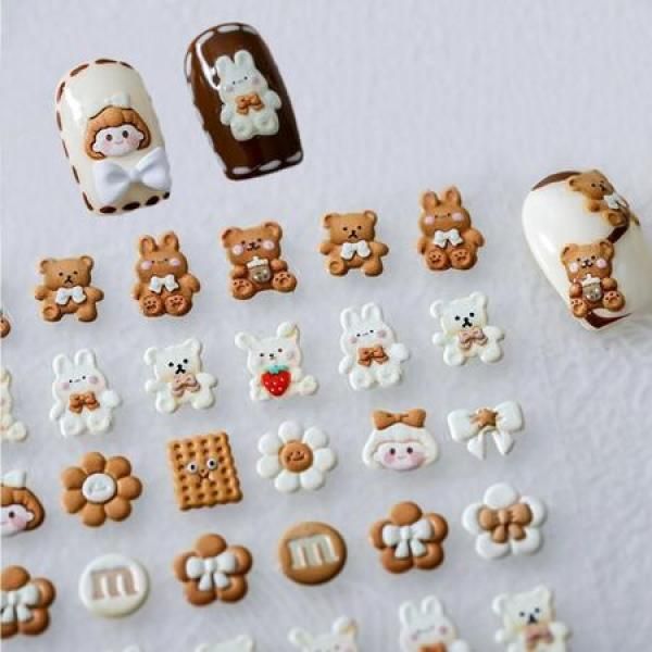 Nail Art 5D Cute Character Cozy Embo Sticker Teddy Bear, etc.