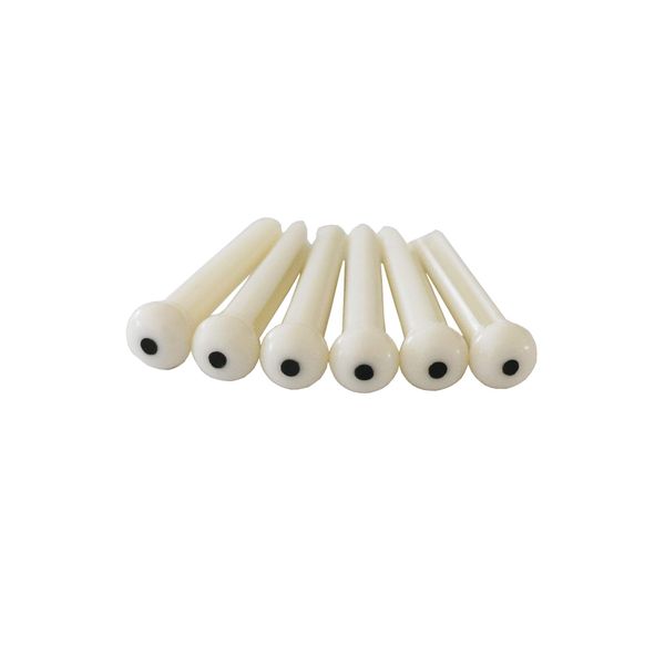 Metallor Acoustic Guitar Bridge Pins String Peg Guitar Parts Replacement Pack of 6 Pieces White with Black Dot.