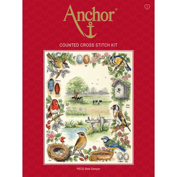 Anchor PSC52 Cross Stitch Kit: Birds, Multi-Colour, 35 x 44cm