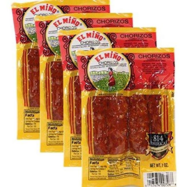Chorizos El Miño . 4 chorizos per pack 7 oz. Total 16 Chorizos