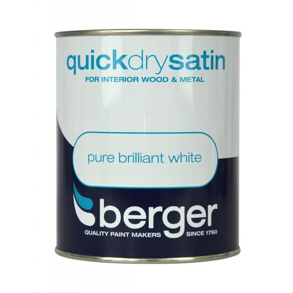 Berger JNS_433443 Quick Dry Satin 750ml Brilliant White, Plastic