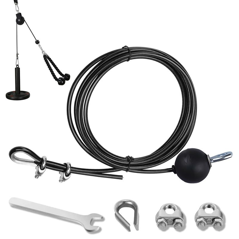 Fitness Pulley Cable 4 Meter, Adjustable Home Gym Pulley System ...