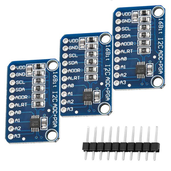 AZDelivery 3 x Kompatibel mit ADS1115 ADC Modul 16bit 4 Kanäle kompatibel mit Arduino und Raspberry Pi inklusive E-Book!