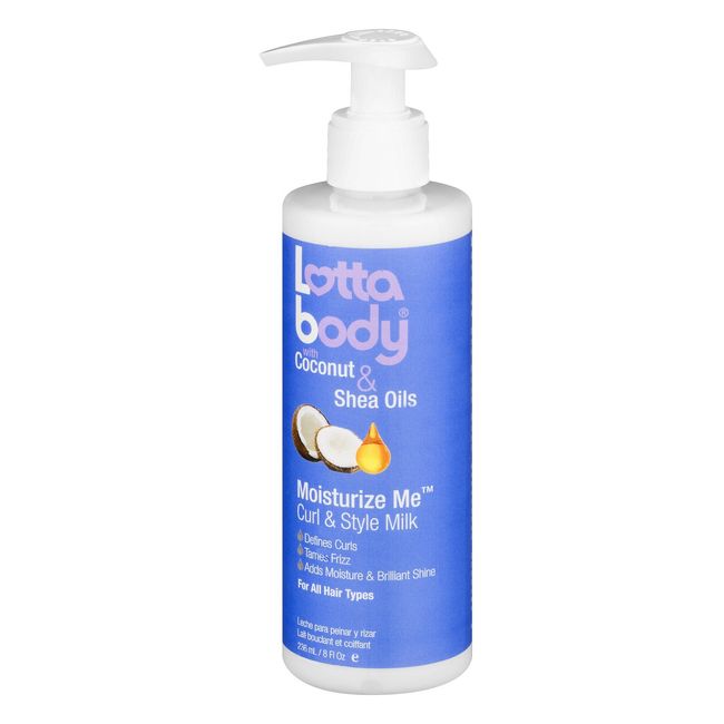 Coconut Oil and Shea Moisturize Me Curl & Style Milk by Lotta Body, Defines Curls, Anti Frizz, Adds Moisture & Shine 8 Fl Oz