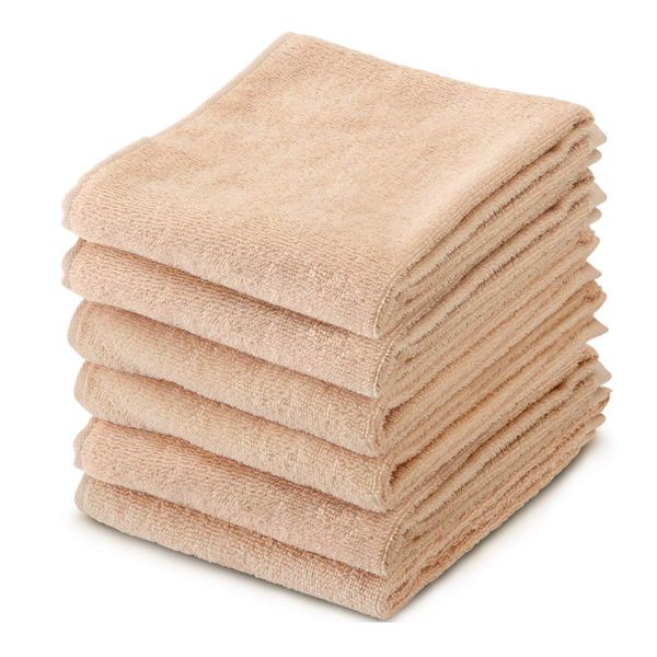 Face Towel, 12 Colors, 100% Cotton, 250 Monme, 13.4 x 33.9 inches (34 x 86 cm), Set of 6, Beige (Towel Set, Plain, Beauty Salon Towel, Commercial Use, Salon Towel, Hotel Towel, Hotel Specifications, Face Washing Towel, Facial Towel, Salon, Nursing Care, I