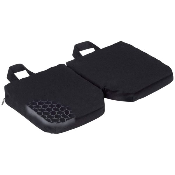 Marutatsu 34353 Gel Cushion, Zabuton, 2 Pieces, Foldable, Convenient to Carry, Honeycomb Structure, Cover Included, Black, When in Use: 1.1 x 15.2 x 8.9 inches (27 x 385 x 225 mm), When Stored 2.1 x