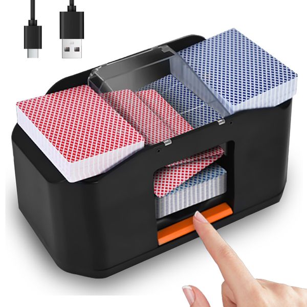 Nileole 2 Decks Quiet Card Shuffler, Automatic Rechargeable 2000 MAh Electric Shuffler, Playing Cards, Texas Hold'em, Poker, Home Card Games, Blackjack