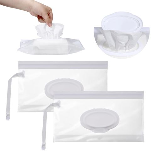 Bewudy 2Pcs Baby Wipe Pouches, Baby Wet Wipes Dispensers Portable Travel Wipes Case Reusable Refillable Wipe Holder Keeps Moist with Sealed for Diaper Bag Travel Strollers Backpacks