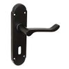 HANDLESTORE Shaped Scroll Matt Black Door Handles - Latch, Lock or Bathroom (Lock)