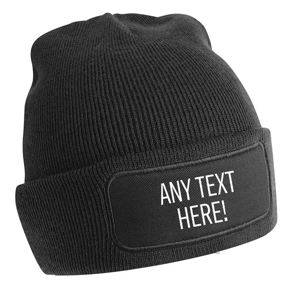 Flox Creative Adult's Beanie Hat in Black Any Text Here