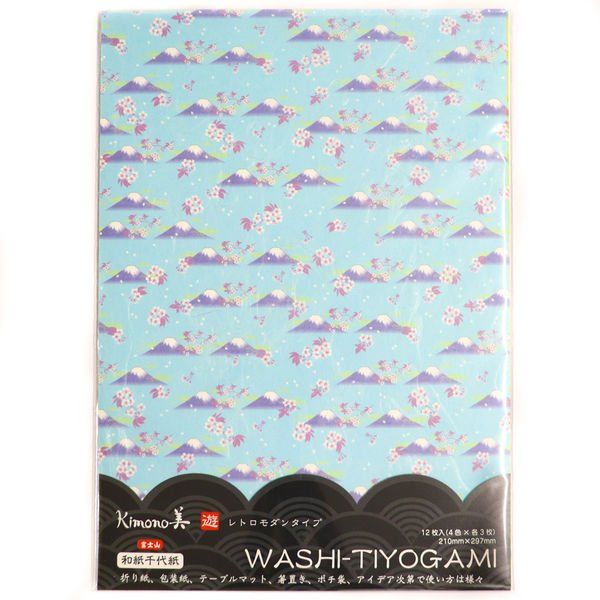 Kamiiso Mt Fuji Chiyogami Rectangle Origami Paper (4 Colors) 12 Sheets