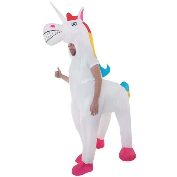 Morph MCGIUN Adults Unicorn Costume, Men, White, Multicolour, One Size