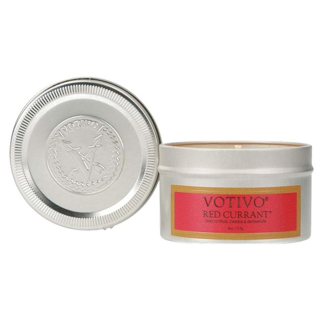 VOTIVO Aromatic Soy Blend Highly Fragranced Home Décor Travel Tin Candle-Red Currant