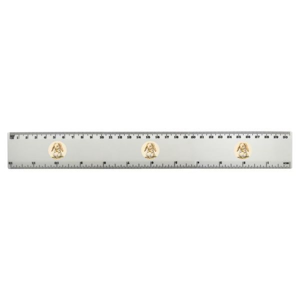 'Bunny Rabbit Sitting while Sleeping' 30cm (12 Inch) White Plastic Ruler (RL00094476)