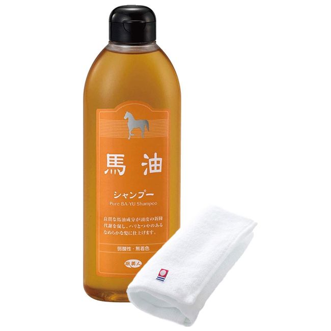 Azuma Shoji [Imabari Towel Included] Horse Oil Shampoo 13.5 fl oz (400 ml) / Traveling Beauty Bayu Hair Oil For Scalp Care Dry Skin Dandruff Itching