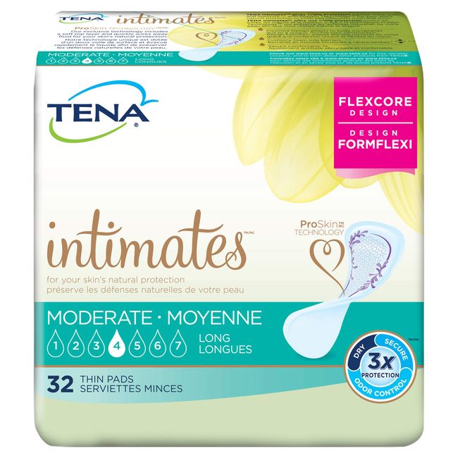 Tena Incontinence Pads for Women, Moderate Thin, Long, 32 Count